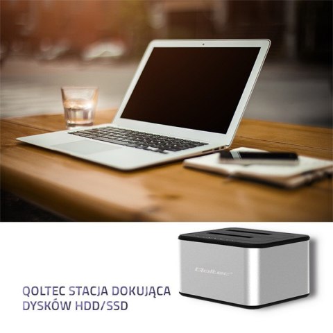 Qoltec QOLTEC STACJA DOKUJĄCA DYSKÓW 2XHDD/SSD 2.5"/3.5" SATA | USB 3.0 | KLONOWANIE Qoltec QOLTEC STACJA DOKUJĄCA DYSKÓW 2XHDD/SSD 2.5"/3.5" SATA | USB 3.0 | KLONOWANIE
