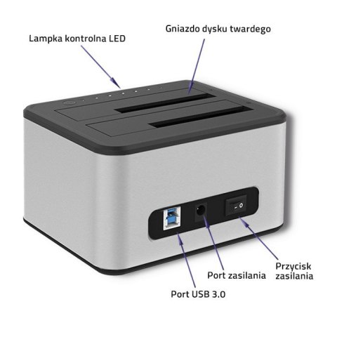 Qoltec QOLTEC STACJA DOKUJĄCA DYSKÓW 2XHDD/SSD 2.5"/3.5" SATA | USB 3.0 | KLONOWANIE Qoltec QOLTEC STACJA DOKUJĄCA DYSKÓW 2XHDD/SSD 2.5"/3.5" SATA | USB 3.0 | KLONOWANIE