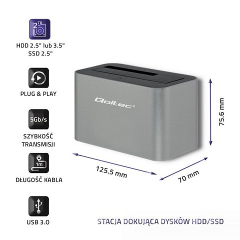 Qoltec QOLTEC STACJA DOKUJĄCA HDD/SSD | 2.5"/3.5" SATA | USB 3.0 Qoltec QOLTEC STACJA DOKUJĄCA HDD/SSD | 2.5"/3.5" SATA | USB 3.0