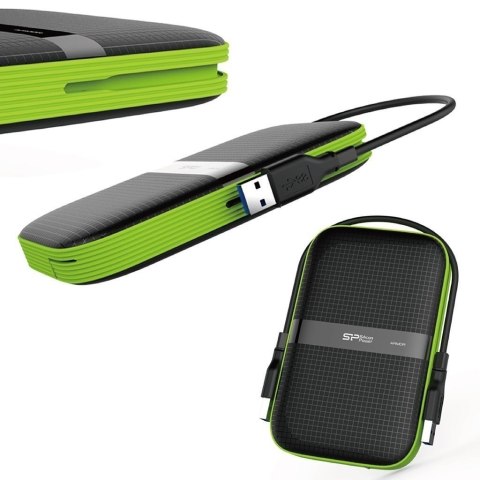 Silicon Power Dysk zewnętrzny HDD Silicon Power Armor A60 (1TB; 2.5"; USB 3.2; 5400 obr/min; Green-Black; SP010TBPHDA60S3K) Silicon Power Dysk zewnętrzny HDD Silicon Power Armor A60 (1TB; 2.5"; USB 3.2; 5400 obr/min; Green-Black; SP010TBPHDA60S3K)