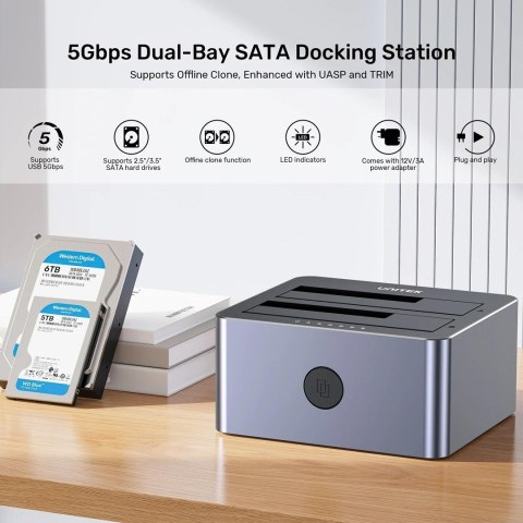 UNITEK UNITEK STACJA KLONUJĄCA DYSKI 2X SATA 2,5"/3,5" USB 5GBPS UNITEK UNITEK STACJA KLONUJĄCA DYSKI 2X SATA 2,5"/3,5" USB 5GBPS