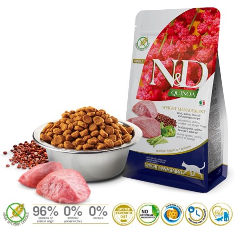 Farmina FARMINA N&D Quinoa Weight Management Lamb - sucha karma dla kota - 5kg Farmina FARMINA N&D Quinoa Weight Management Lamb - sucha karma dla kota - 5kg