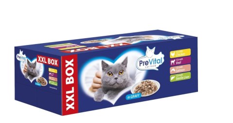 PREVITAL PREVITAL - Z kurczakiem, cielęciną, łososiem i wątróbką w sosie - karma dla kota 48x100g PREVITAL PREVITAL - Z kurczakiem, cielęciną, łososiem i wątróbką w sosie - karma dla kota 48x100g