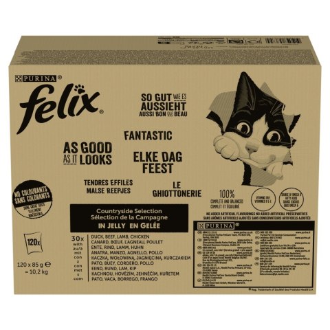 PURINA NESTLE PURINA FELIX FANTASTIC Mix Wiejskie smaki 120x85g PURINA NESTLE PURINA FELIX FANTASTIC Mix Wiejskie smaki 120x85g