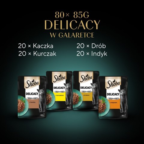 Sheba SHEBA Delicacy Drobiowe Smaki w galaretce - mokra karma dla kotów - 80x 85 g Sheba SHEBA Delicacy Drobiowe Smaki w galaretce - mokra karma dla kotów - 80x 85 g