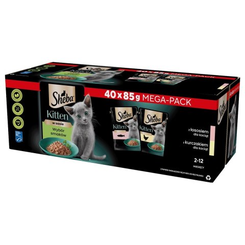Sheba SHEBA Nature's Collection Drobiowe smaki w galarecie- Junior Kurczak/Łosoś - Mokra karma dla kota 40x85g Sheba SHEBA Nature's Collection Drobiowe smaki w galarecie- Junior Kurczak/Łosoś - Mokra karma dla kota 40x85g