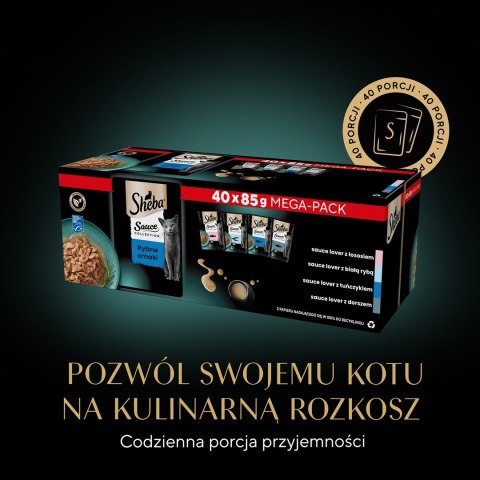 Sheba SHEBA Sauce Collection Mix Smaków rybnych w sosie - Mokra karma dla kota - 40x85g Sheba SHEBA Sauce Collection Mix Smaków rybnych w sosie - Mokra karma dla kota - 40x85g