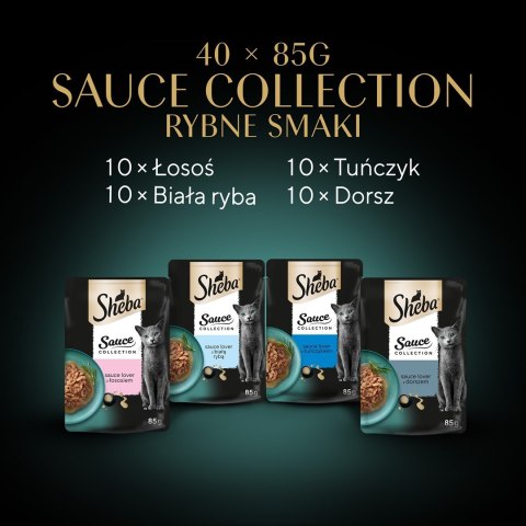 Sheba SHEBA Sauce Collection Mix Smaków rybnych w sosie - Mokra karma dla kota - 40x85g Sheba SHEBA Sauce Collection Mix Smaków rybnych w sosie - Mokra karma dla kota - 40x85g