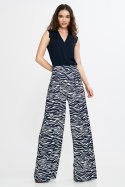 Spodnie palazzo SD115 Wzór Zebra/Navy - Nife