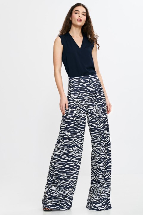 Spodnie palazzo SD115 Wzór Zebra/Navy - Nife Spodnie palazzo SD115 Wzór Zebra/Navy - Nife