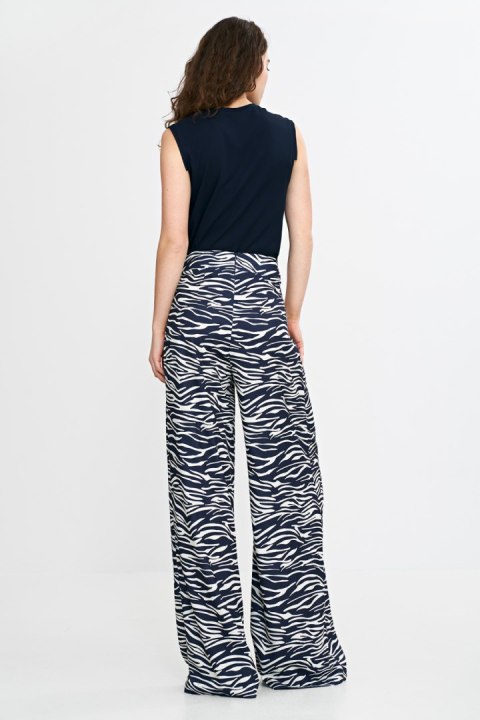 Spodnie palazzo SD115 Wzór Zebra/Navy - Nife Spodnie palazzo SD115 Wzór Zebra/Navy - Nife