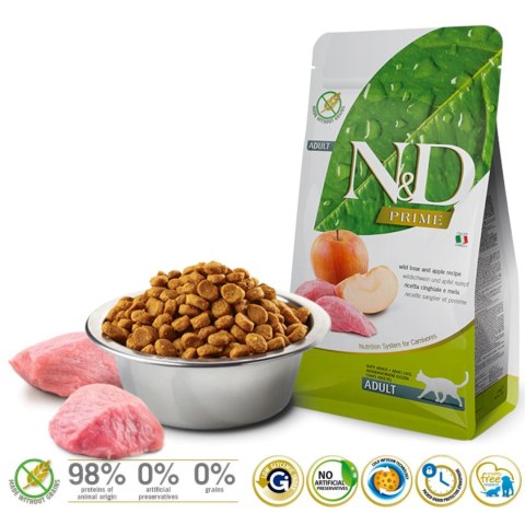 Farmina FARMINA N&D Prime Boar & Apple Adult - sucha karma dla kota - 5kg Farmina FARMINA N&D Prime Boar & Apple Adult - sucha karma dla kota - 5kg