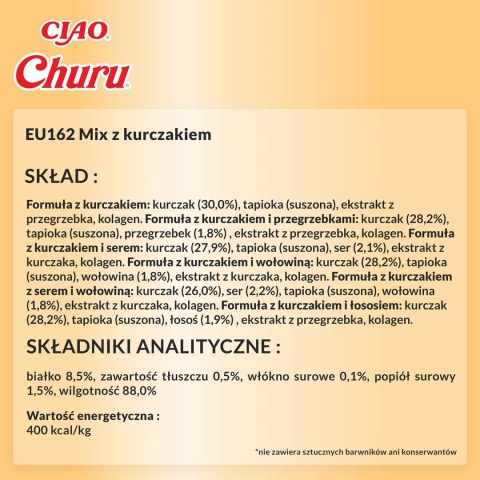 INABA INABA CAT CHURU VARIETIES - kurczak - przysmak dla kota 60 x 14 g INABA INABA CAT CHURU VARIETIES - kurczak - przysmak dla kota 60 x 14 g