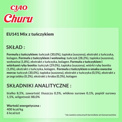 INABA INABA CAT CHURU VARIETIES tuńczyk - przysmak dla kota 40x14 g INABA INABA CAT CHURU VARIETIES tuńczyk - przysmak dla kota 40x14 g