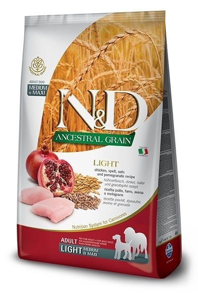 Farmina FARMINA N&D Ancestral Grain Chicken & Pomegranate Light Medium & Maxi - sucha karma dla psa - 12kg Farmina FARMINA N&D Ancestral Grain Chicken & Pomegranate Light Medium & Maxi - sucha karma dla psa - 12kg