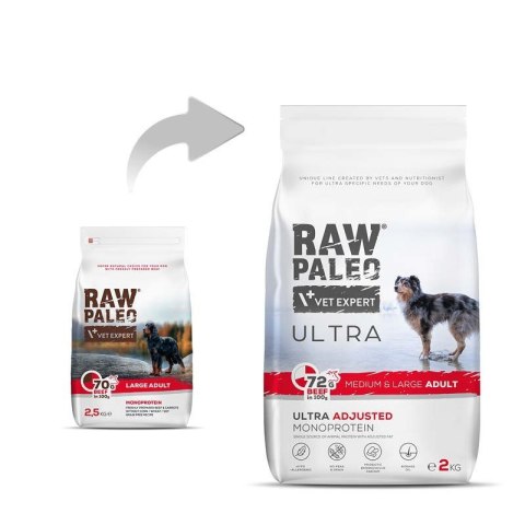 VetExpert VetExpert Raw Paleo Ultra Wołowina Medium&Large Adult 2kg
