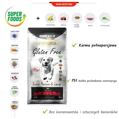 BIOFEED BIOFEED Euphoria G-F MID&MAXI wołowina 12kg BIOFEED BIOFEED Euphoria G-F MID&MAXI wołowina 12kg