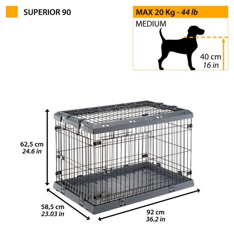 FERPLAST FERPLAST Superior 90 - klatka dla psów - 92 x 58,5 x 62,5 cm FERPLAST FERPLAST Superior 90 - klatka dla psów - 92 x 58,5 x 62,5 cm