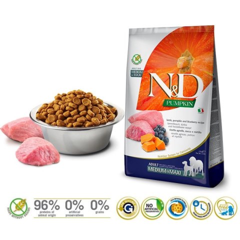 Farmina FARMINA N&D GF PUMPKIN LAMB&BLUEBERRY ADULT MEDIUM/ Farmina FARMINA N&D GF PUMPKIN LAMB&BLUEBERRY ADULT MEDIUM/
