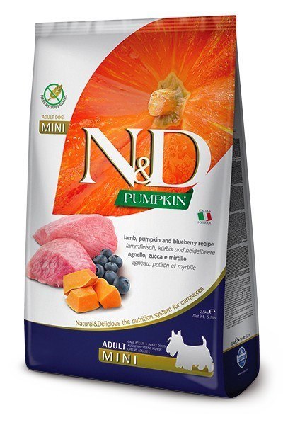 Farmina FARMINA N&D Pumpkin Lamb & Blueberry Adult Mini - sucha karma dla psa - 2,5 kg Farmina FARMINA N&D Pumpkin Lamb & Blueberry Adult Mini - sucha karma dla psa - 2,5 kg