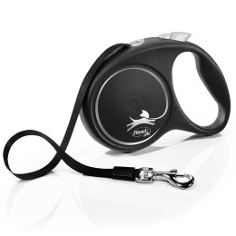 Flexi Smycz flexi automatyczna Black Design L taśma 5 m - dla psa do 50 kg, kolor srebrny