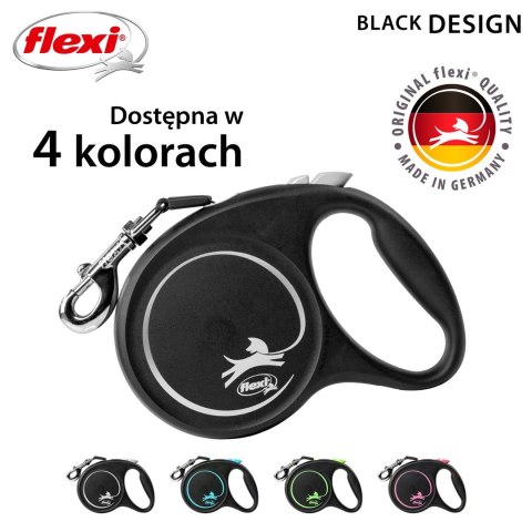 Flexi Smycz flexi automatyczna Black Design L taśma 5 m - dla psa do 50 kg, kolor srebrny Flexi Smycz flexi automatyczna Black Design L taśma 5 m - dla psa do 50 kg, kolor srebrny