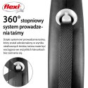 Flexi Smycz flexi automatyczna Black Design L taśma 5 m - dla psa do 50 kg, kolor srebrny