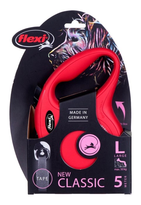 Flexi Smycz flexi automatyczna New Classic L taśma 5m - dla psa do 50kg, kolor czerwony Flexi Smycz flexi automatyczna New Classic L taśma 5m - dla psa do 50kg, kolor czerwony