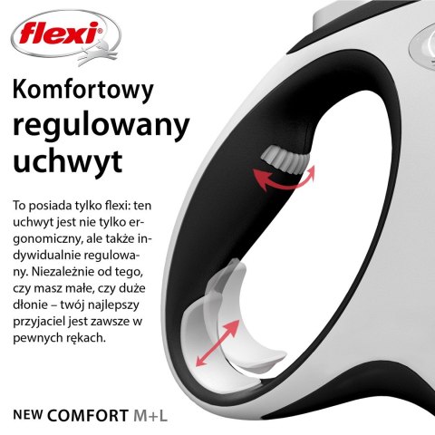 Flexi Smycz flexi automatyczna New Comfort L taśma 8 m - dla psa do 50 kg, kolor czarny Flexi Smycz flexi automatyczna New Comfort L taśma 8 m - dla psa do 50 kg, kolor czarny