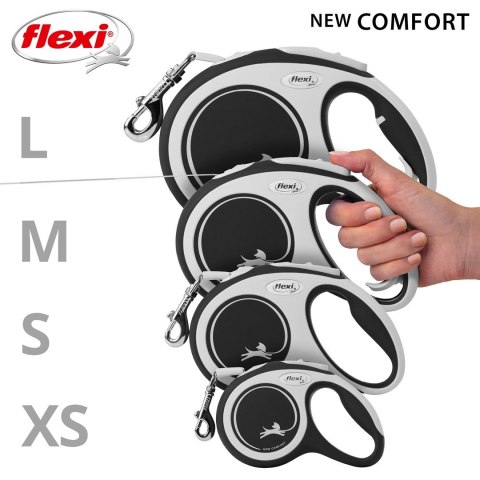 Flexi Smycz flexi automatyczna New Comfort L taśma 8 m - dla psa do 50 kg, kolor czarny Flexi Smycz flexi automatyczna New Comfort L taśma 8 m - dla psa do 50 kg, kolor czarny