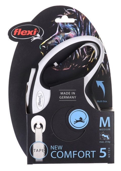 Flexi Smycz flexi automatyczna New Comfort M taśma 5 m - dla psa do 25 kg, kolor czarny Flexi Smycz flexi automatyczna New Comfort M taśma 5 m - dla psa do 25 kg, kolor czarny