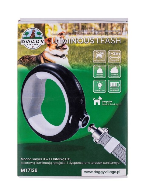 DOGGY VILLAGE DOGGYVILLAGE SMYCZ MOCNA Z LATARKĄ LED I KOLOROWĄ ILUMINACJĄ RĘKOJEŚCI 3W1 CZARNA MT7128 DOGGY VILLAGE DOGGYVILLAGE SMYCZ MOCNA Z LATARKĄ LED I KOLOROWĄ ILUMINACJĄ RĘKOJEŚCI 3W1 CZARNA MT7128