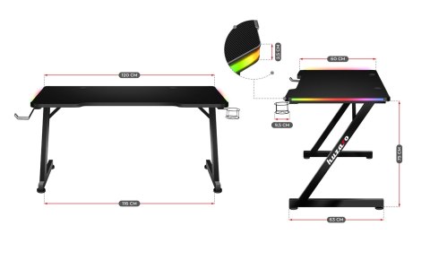 Huzaro Biurko gamingowe Huzaro Hero 2.5 RGB Huzaro Biurko gamingowe Huzaro Hero 2.5 RGB