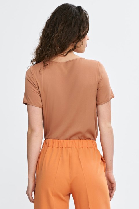 Bluzka basic z krótkim rękawem B193 Carmel - Nife Bluzka basic z krótkim rękawem B193 Carmel - Nife