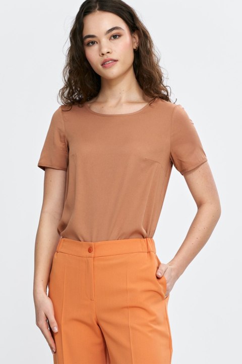 Bluzka basic z krótkim rękawem B193 Carmel - Nife Bluzka basic z krótkim rękawem B193 Carmel - Nife