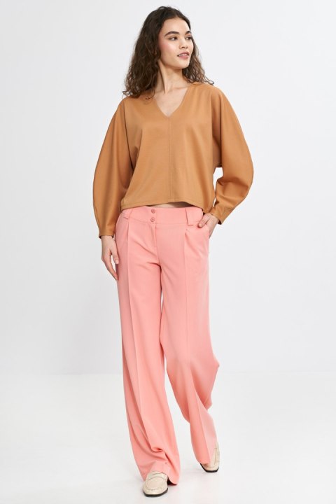 Bluzka oversize z balonowymi rękawami B192 Carmel - Nife Bluzka oversize z balonowymi rękawami B192 Carmel - Nife