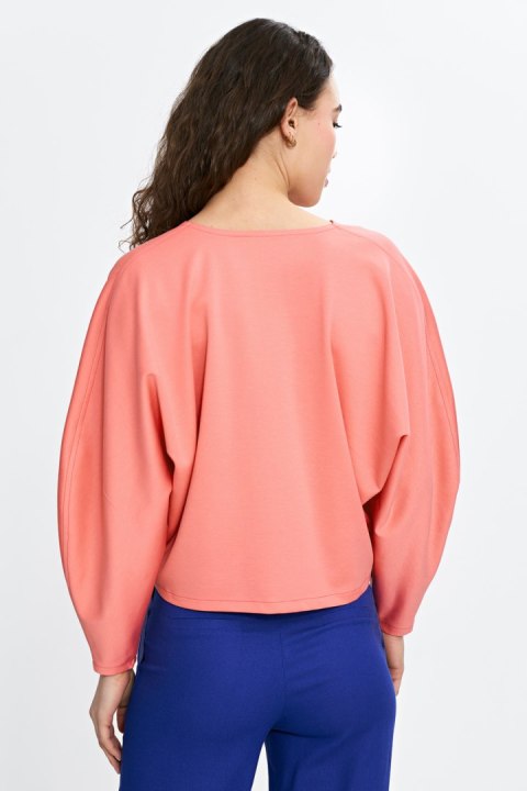 Bluzka oversize z balonowymi rękawami B192 Coral - Nife Bluzka oversize z balonowymi rękawami B192 Coral - Nife