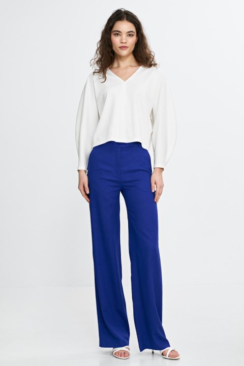 Bluzka oversize z balonowymi rękawami B192 Ecru - Nife Bluzka oversize z balonowymi rękawami B192 Ecru - Nife