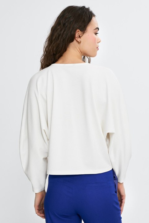 Bluzka oversize z balonowymi rękawami B192 Ecru - Nife Bluzka oversize z balonowymi rękawami B192 Ecru - Nife