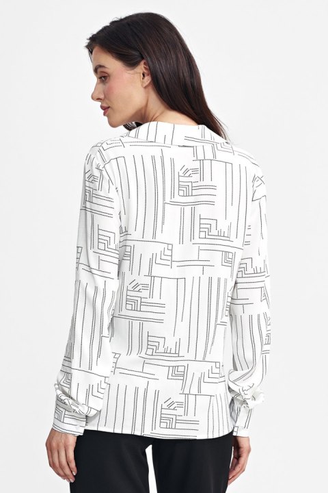 Bluzka w minimalistyczny wzór B179 Ecru - Nife Bluzka w minimalistyczny wzór B179 Ecru - Nife