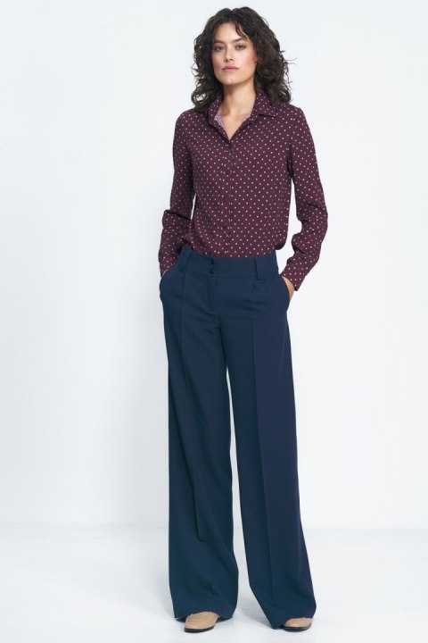 Granatowe spodnie typu wide leg SD81 Navy - Nife Granatowe spodnie typu wide leg SD81 Navy - Nife