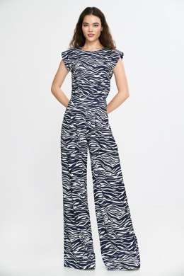 Kombinezon z nogawkami palazzo KM43 Wzór Zebra/Navy - Nife