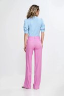 Spodnie bootcut z rayonu z krytym guzikiem SD111 Pink - Nife