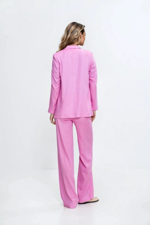 Spodnie bootcut z rayonu z krytym guzikiem SD111 Pink - Nife Spodnie bootcut z rayonu z krytym guzikiem SD111 Pink - Nife