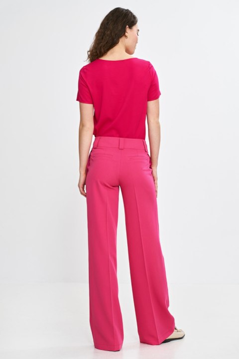 Spodnie wide leg z kantem SD112 Pink - Nife Spodnie wide leg z kantem SD112 Pink - Nife