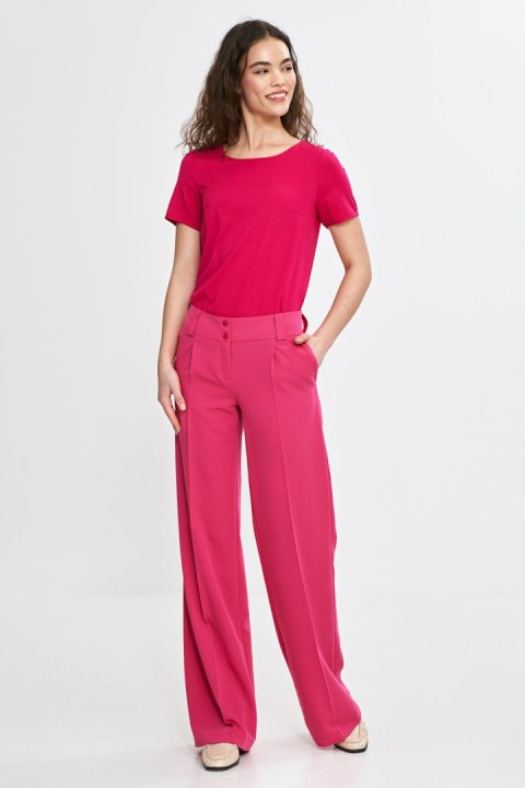 Spodnie wide leg z kantem SD112 Pink - Nife Spodnie wide leg z kantem SD112 Pink - Nife