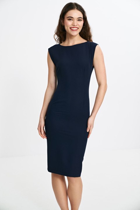 Sukienka z subtelnym dekoltem na plecach S266 Navy - Nife Sukienka z subtelnym dekoltem na plecach S266 Navy - Nife