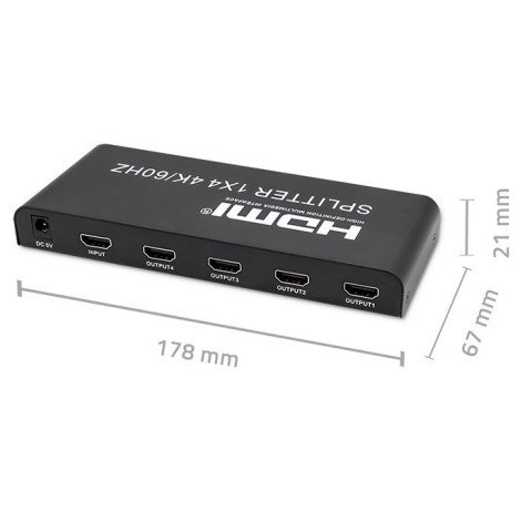 Qoltec QOLTEC ROZDZIELACZ SPLITTER 4XHDMI 4KX2K | 6GB/S | 60HZ Qoltec QOLTEC ROZDZIELACZ SPLITTER 4XHDMI 4KX2K | 6GB/S | 60HZ