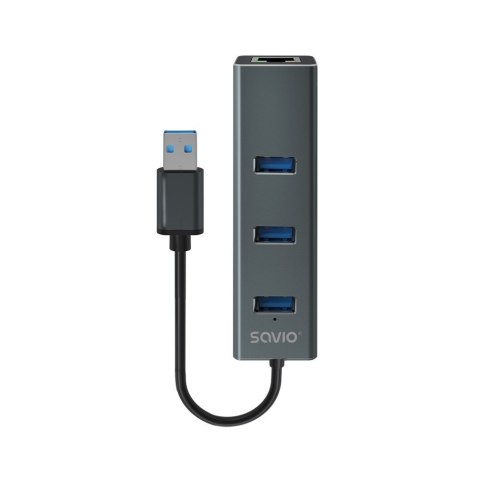SAVIO SAVIO AK-58 3-PORTOWY HUB USB-A Z ADAPTEREM RJ-45 SAVIO SAVIO AK-58 3-PORTOWY HUB USB-A Z ADAPTEREM RJ-45