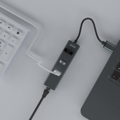 SAVIO SAVIO AK-58 3-PORTOWY HUB USB-A Z ADAPTEREM RJ-45 SAVIO SAVIO AK-58 3-PORTOWY HUB USB-A Z ADAPTEREM RJ-45